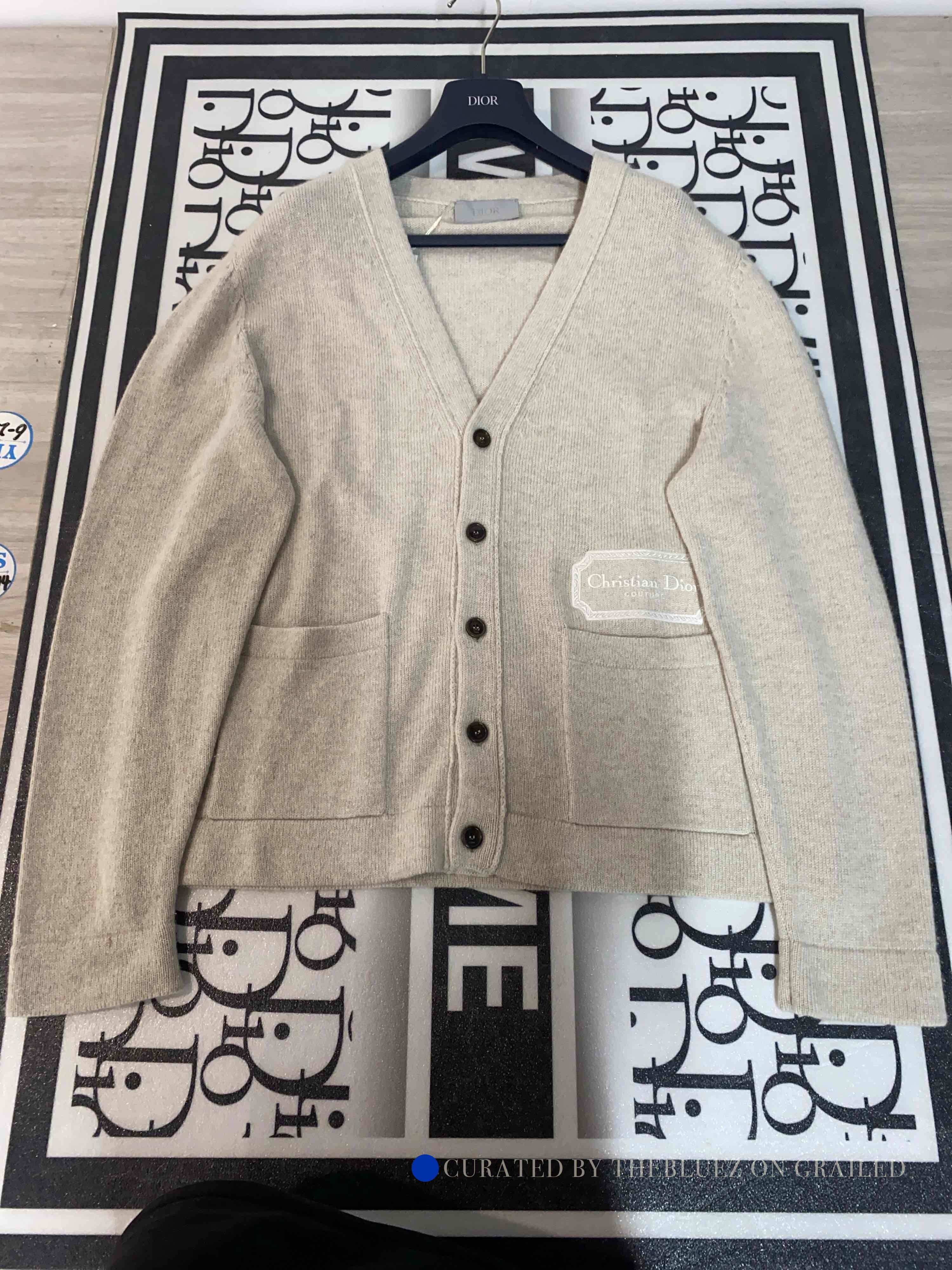 Dior Cashmere Logo Patch Cardigan in Beige Size US XXL / EU 58 / 5 - 1 Thumbnail