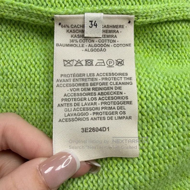 Hermes Hermes Green Metal Logo Cashmere Sweater Size XXS / US 00 / IT 34 - 6 Thumbnail