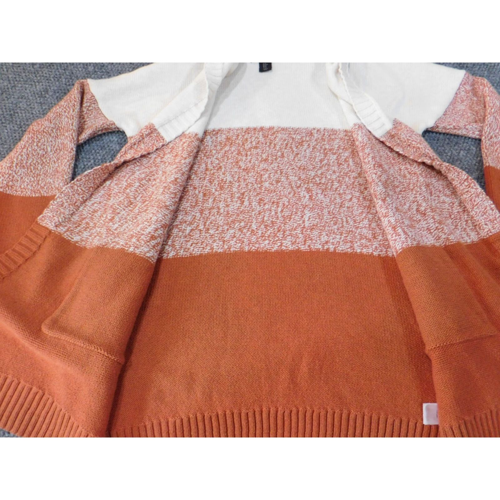 Vintage Tahari Sweater Cardigan M Orange Women Striped Pockets Knit Chunky-Knit Crew Neck Long Sleeve Pullover Regular Size M / US 6-8 / IT 42-44 - 5 Thumbnail