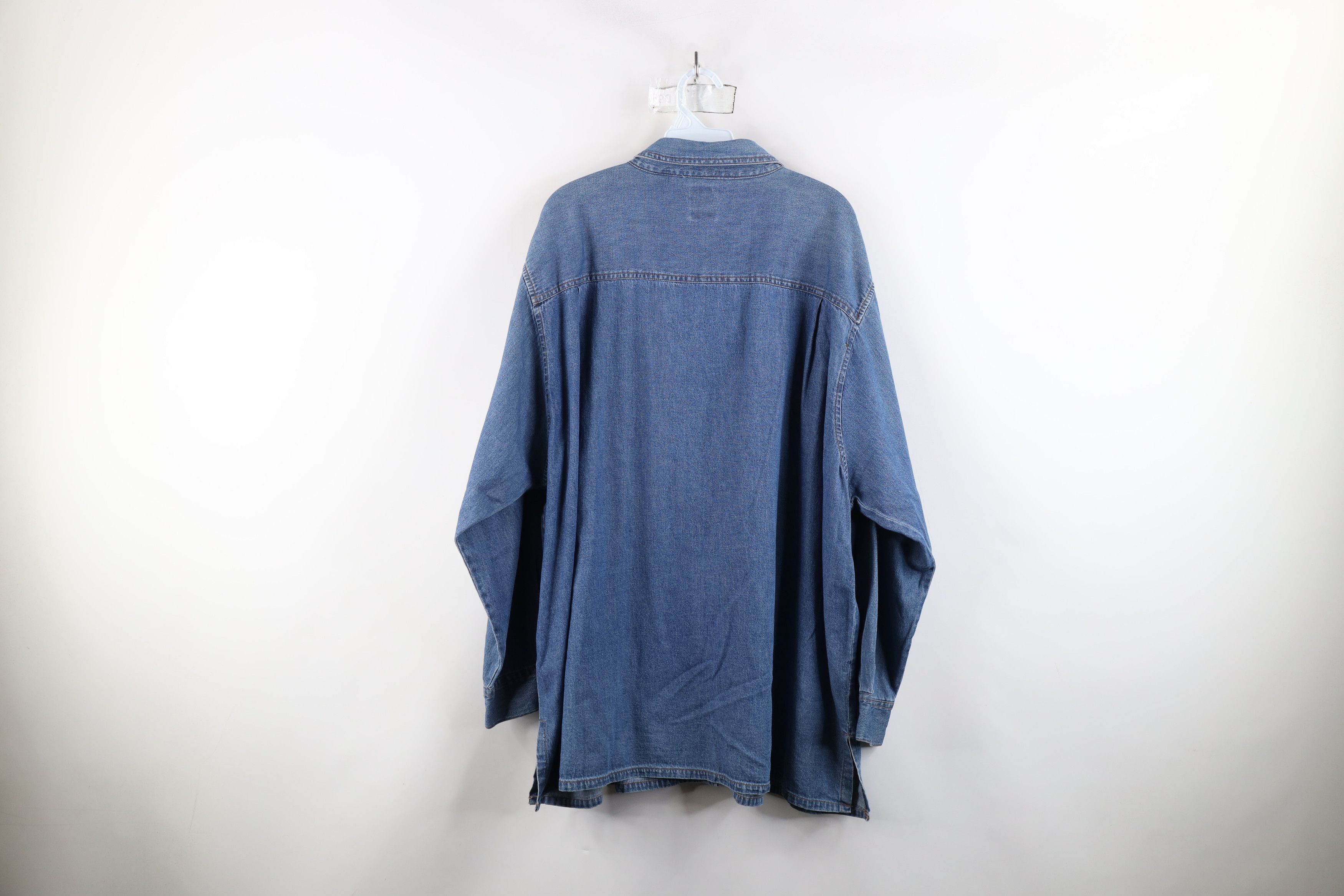 Vintage Vintage 90s Streetwear Collared Denim Jean Button Shirt Size 3XL / US 20-22 - 12 Thumbnail