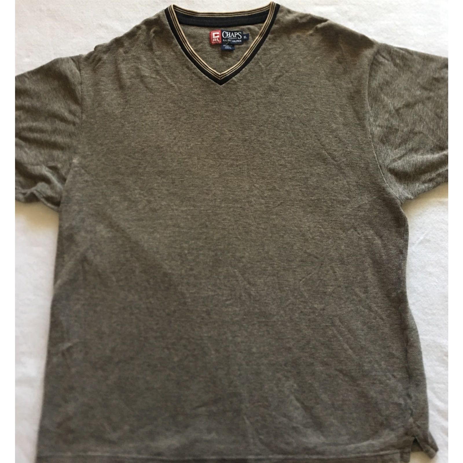 Ralph Lauren Chaps Ralph Lauren Polo Shirt XL Gray V-Neck Short Sleeve Men Polo Shirt B8 Regular Fit Size US XL / EU 56 / 4 - 2 Thumbnail