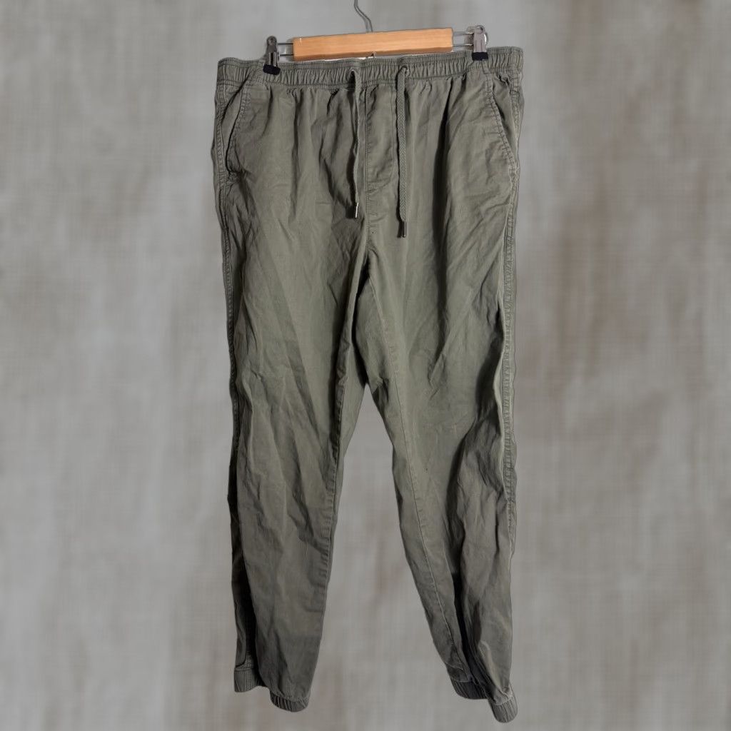 Gap VINTAGE? No. Just: Gap Men L Olive Ankle Joggers Cotton Elastane Drawstring Pants Size US 33 - 1 Thumbnail