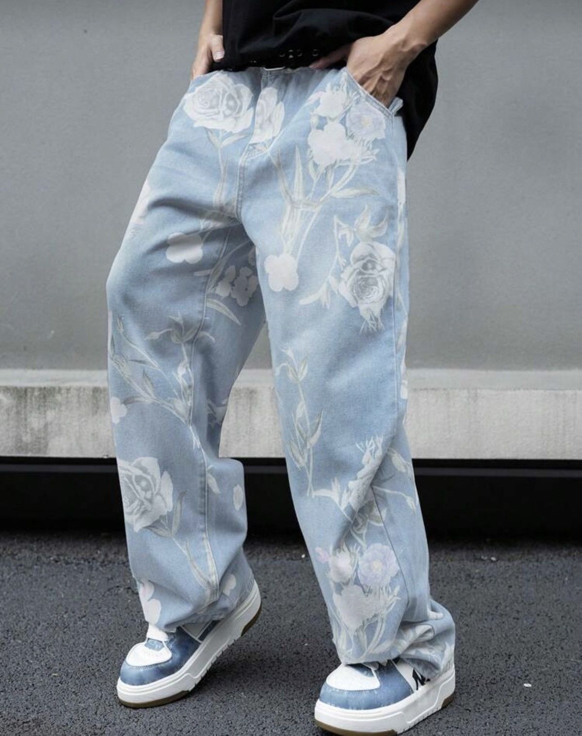 Japanese Brand Mibuki x Hiro Loose Wide Leg Floral Print Jeans Design Pants Size US 30 / EU 46 - 4 Thumbnail