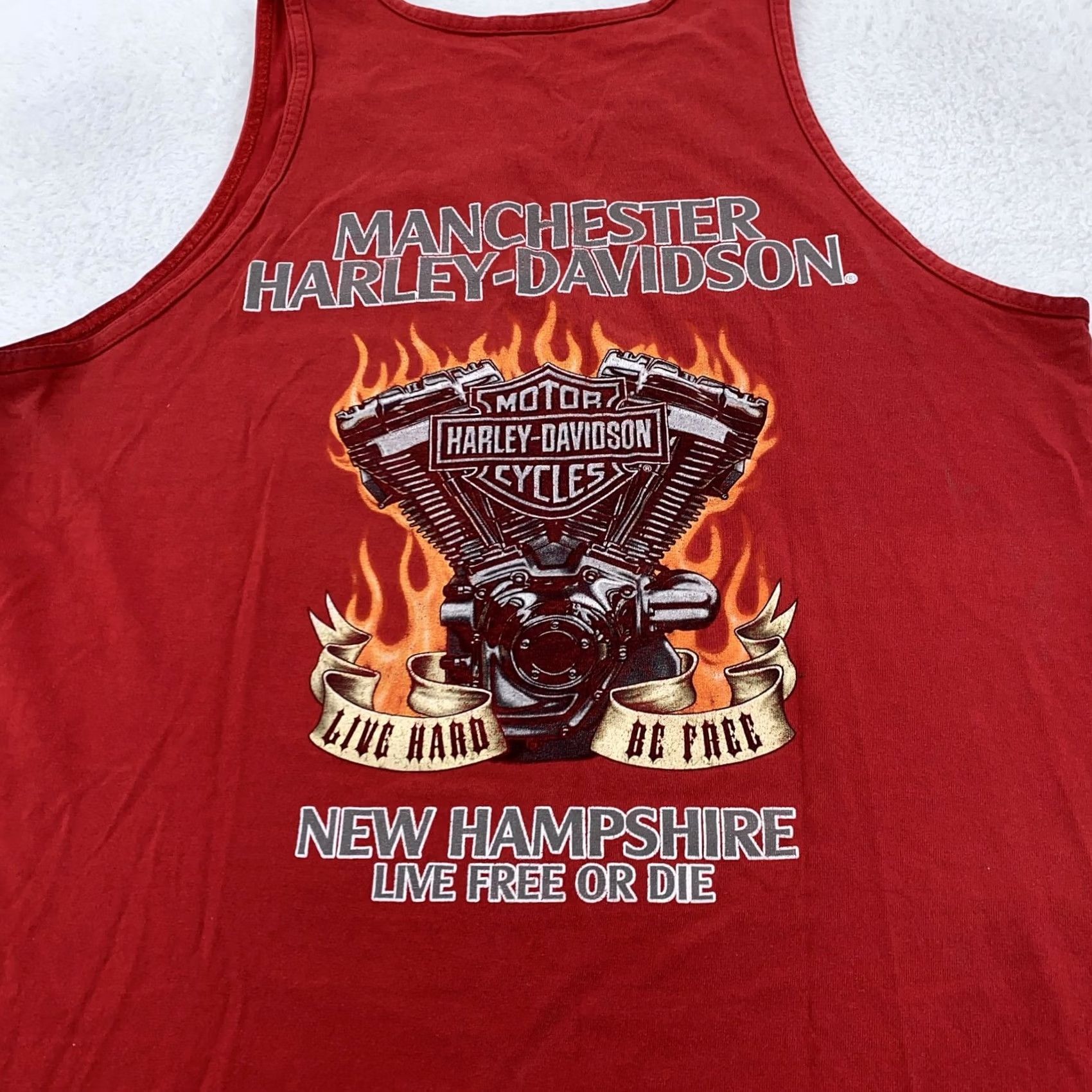 Harley Davidson Harley-Davidson Mens Tank Top Skull Biker Motorcycle Red Graphic Print Sleeve-less Gunther? Size US L / EU 52-54 / 3 - 4 Thumbnail