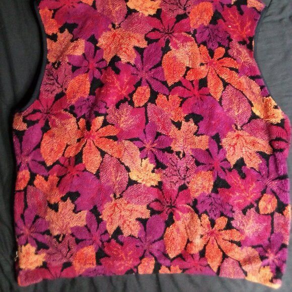 Other Vintage Duffel Outdoor Autumn Leaves Fleece Zipper Vest Size XL / US 12-14 / IT 48-50 - 6 Thumbnail