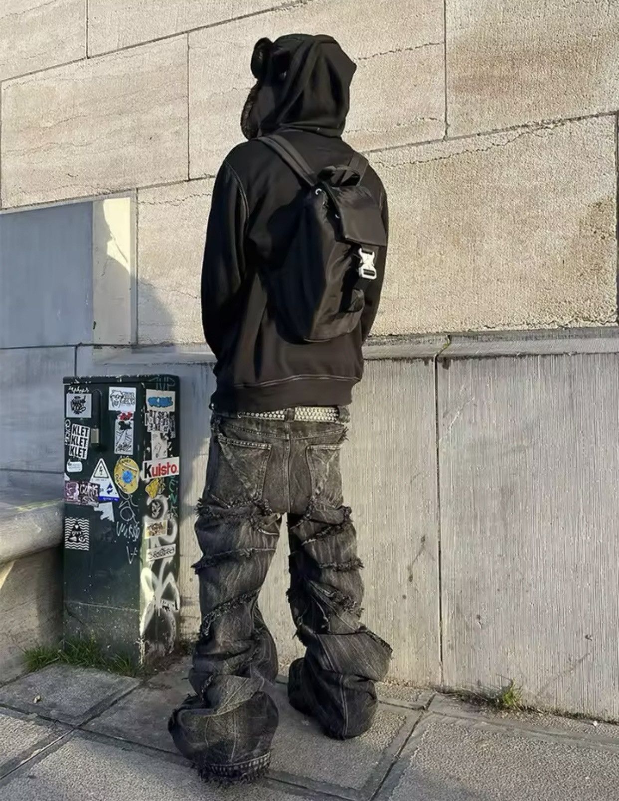 Denime × Jean Y2k Clothes Harajuku Destruction Spider Web Baggy Jeans Size US 29 - 4 Thumbnail