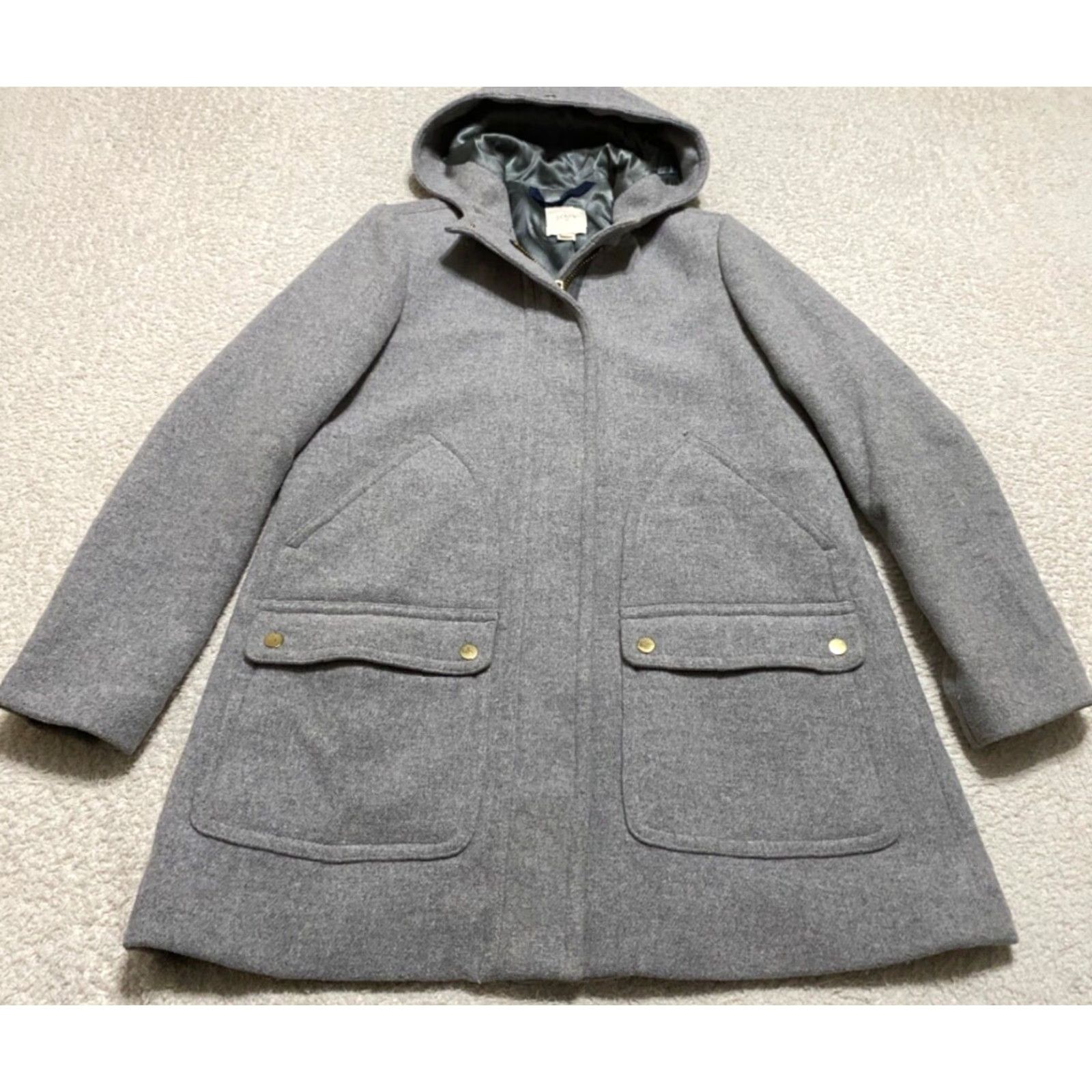 J.Crew VINTAGE J.CREW Coat Parka Wool Gray 4 Women Full Zip Snap Button Pockets Mid-Length Wool Blend Jacket Measurements First Class? Size S / US 4 / IT 40 - 2 Thumbnail