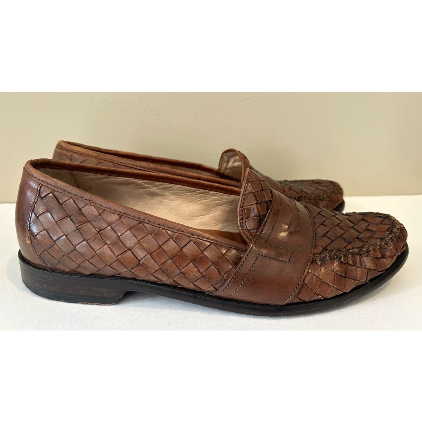 Cole Haan VINTAGE Cole Haan Brown Leather Woven Loafers Dress Shoes Men 10.5 M Oxford Comfort Brown Men Size US 11 / EU 44 - 3 Thumbnail