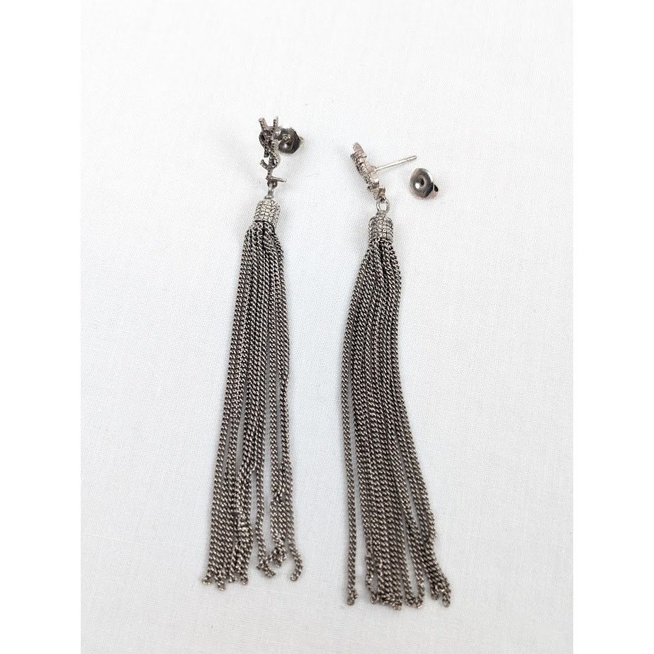 Saint Laurent Paris o1rshd1 Size: OS / Metal Brass Earrings in Argent Oxyde Size ONE SIZE - 2 Thumbnail