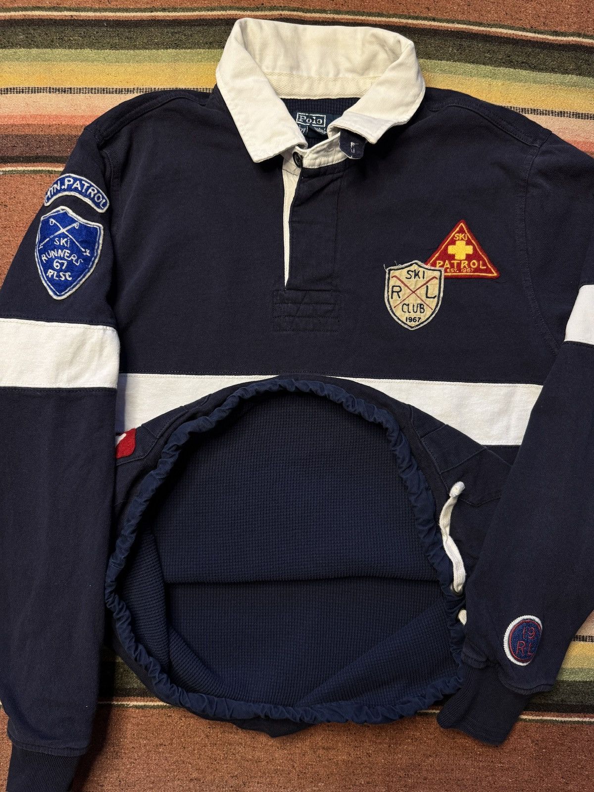 Polo Ralph Lauren × Vintage Vintage Polo Ralph Lauren Thermal Ski Patrol Rugby Polo Size US L / EU 52-54 / 3 - 1 Thumbnail