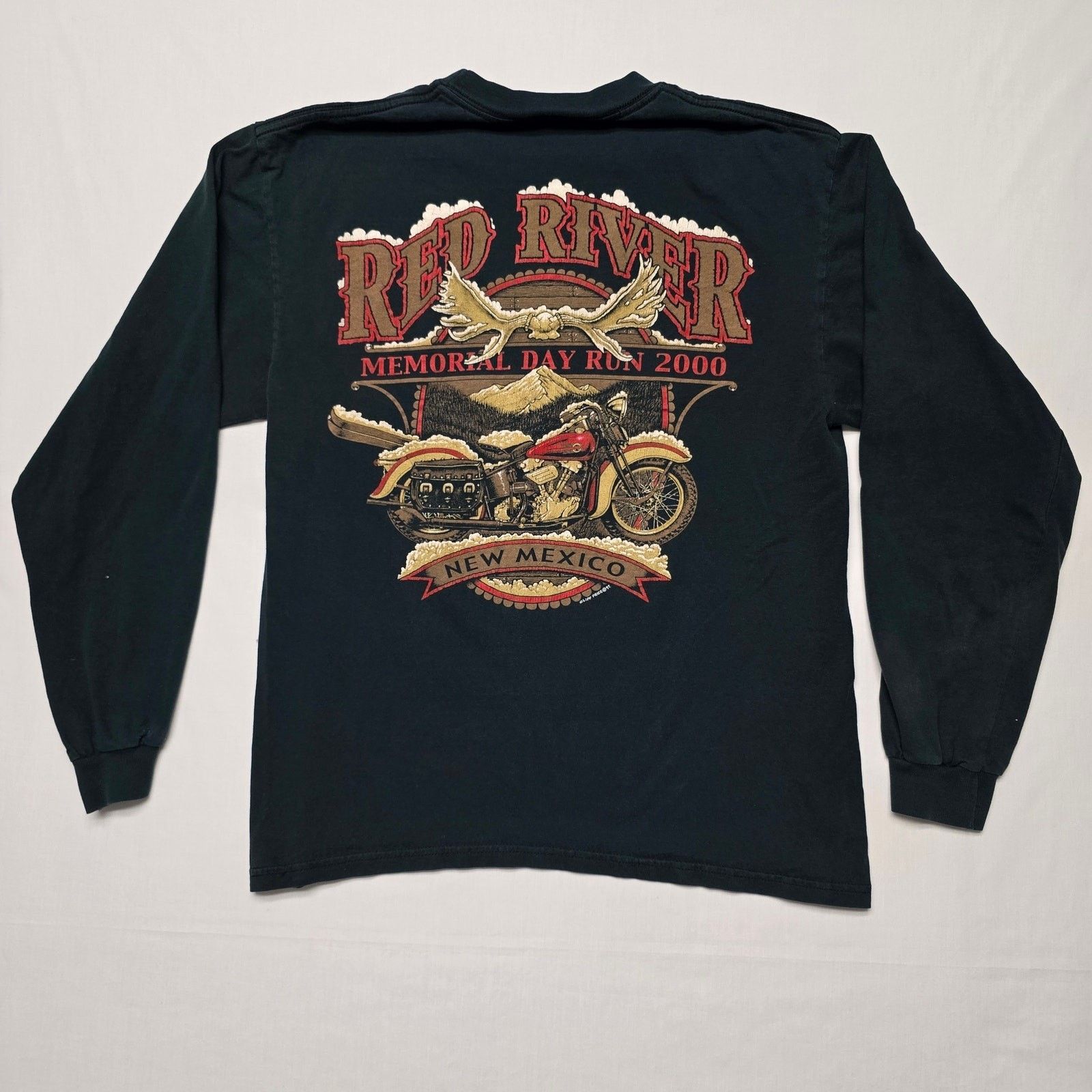 Anvil Vintage Motorcyle Red River New Mexico Biker L Black Tee Size US L / EU 52-54 / 3 - 1 Thumbnail