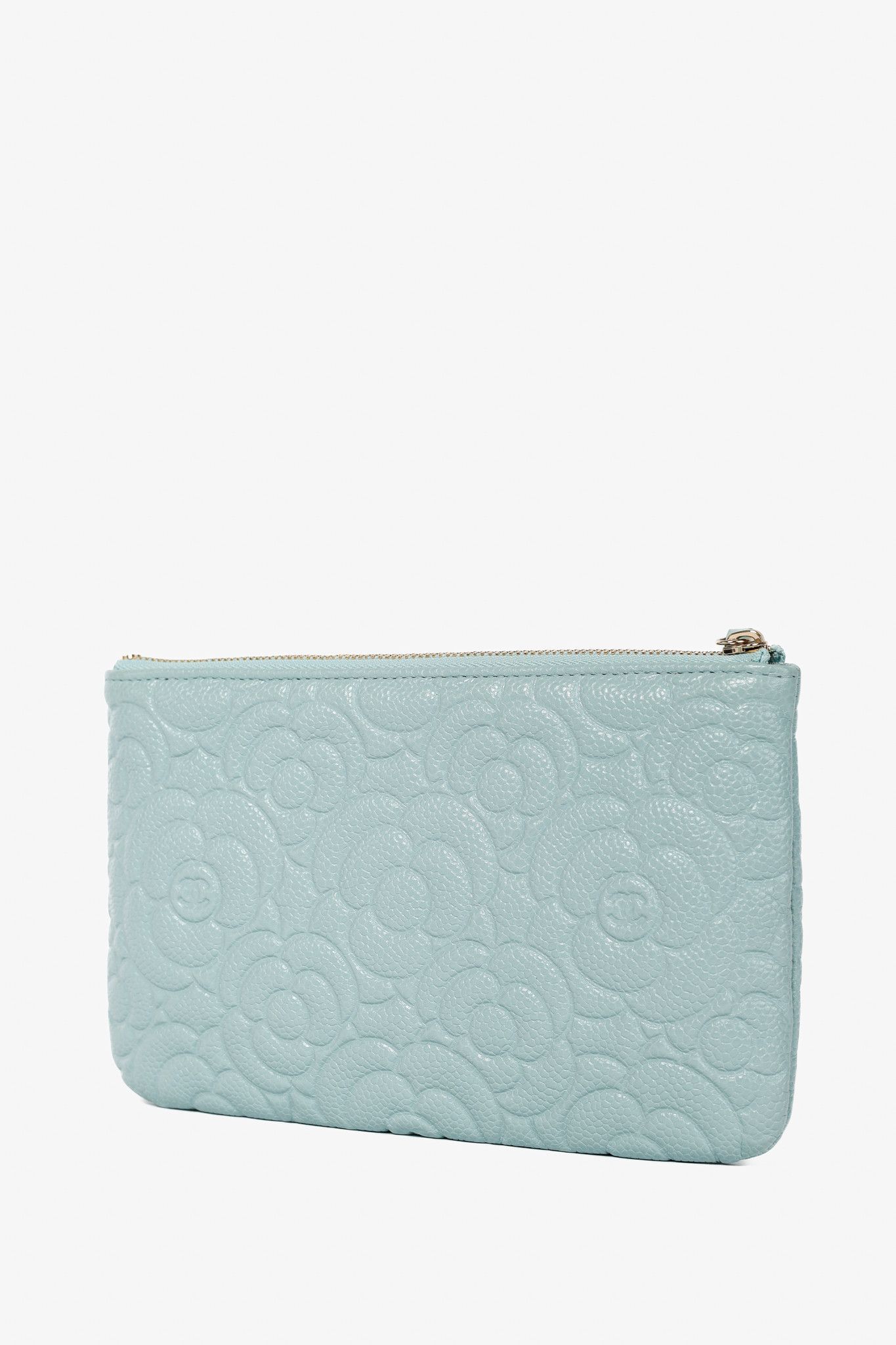 Chanel Chanel Light Blue Caviar Camellia-Embossed Small O-Case Size ONE SIZE - 3 Thumbnail