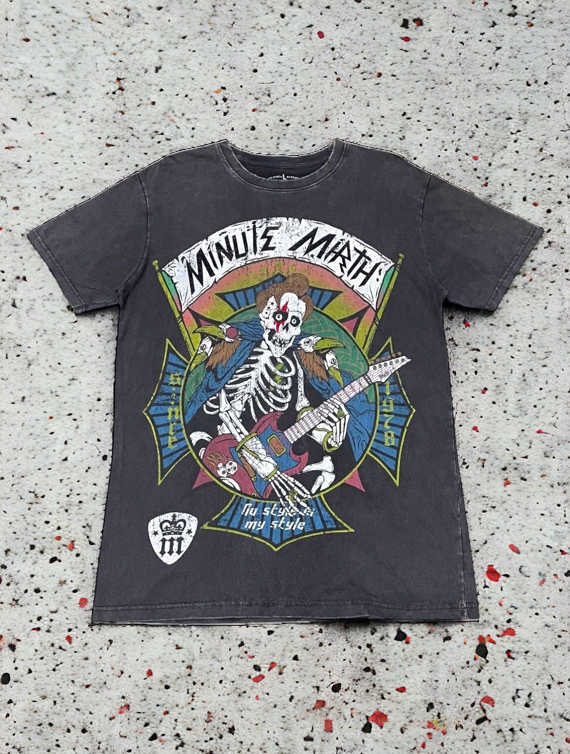Hysteric Glamour × Japanese Brand Minute Mirth Rockin Skeletons Vintage Black Wash Tshirt Size US L / EU 52-54 / 3 - 1 Thumbnail