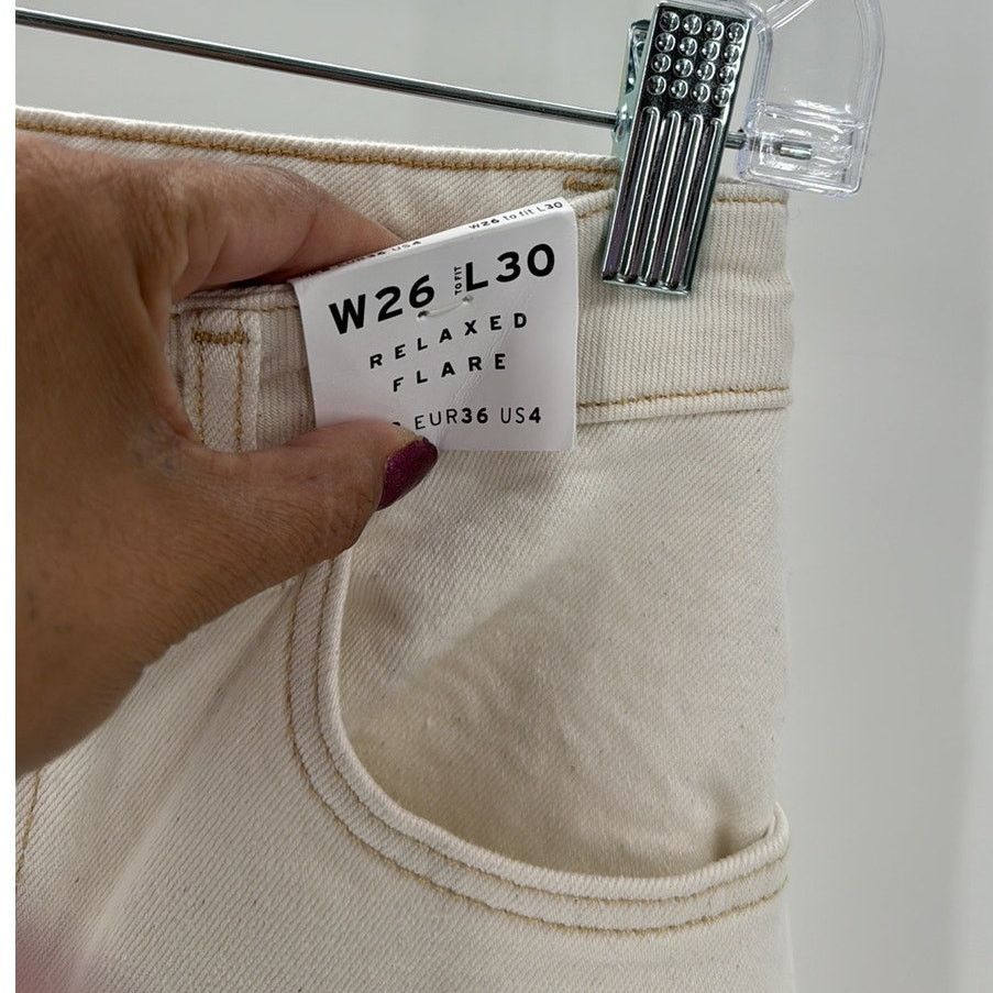 Topshop Topshop mid rise relaxed fit flare off white size 26 Size 26" / US 2 / IT 38 - 6 Thumbnail
