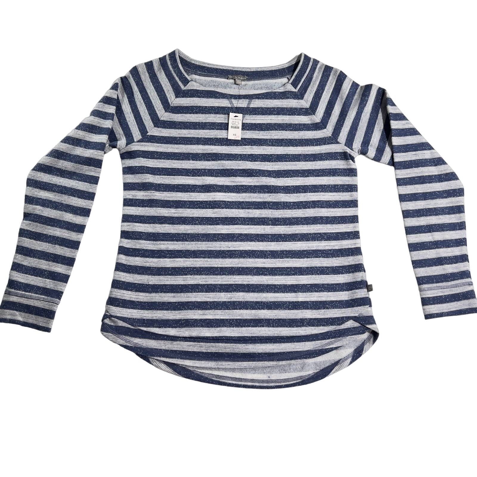 Robert Talbott T by Talbots Sweater Woman XS Boat Neck Blue Grey Stripe Size XS / US 0-2 / IT 36-38 - 1 Thumbnail