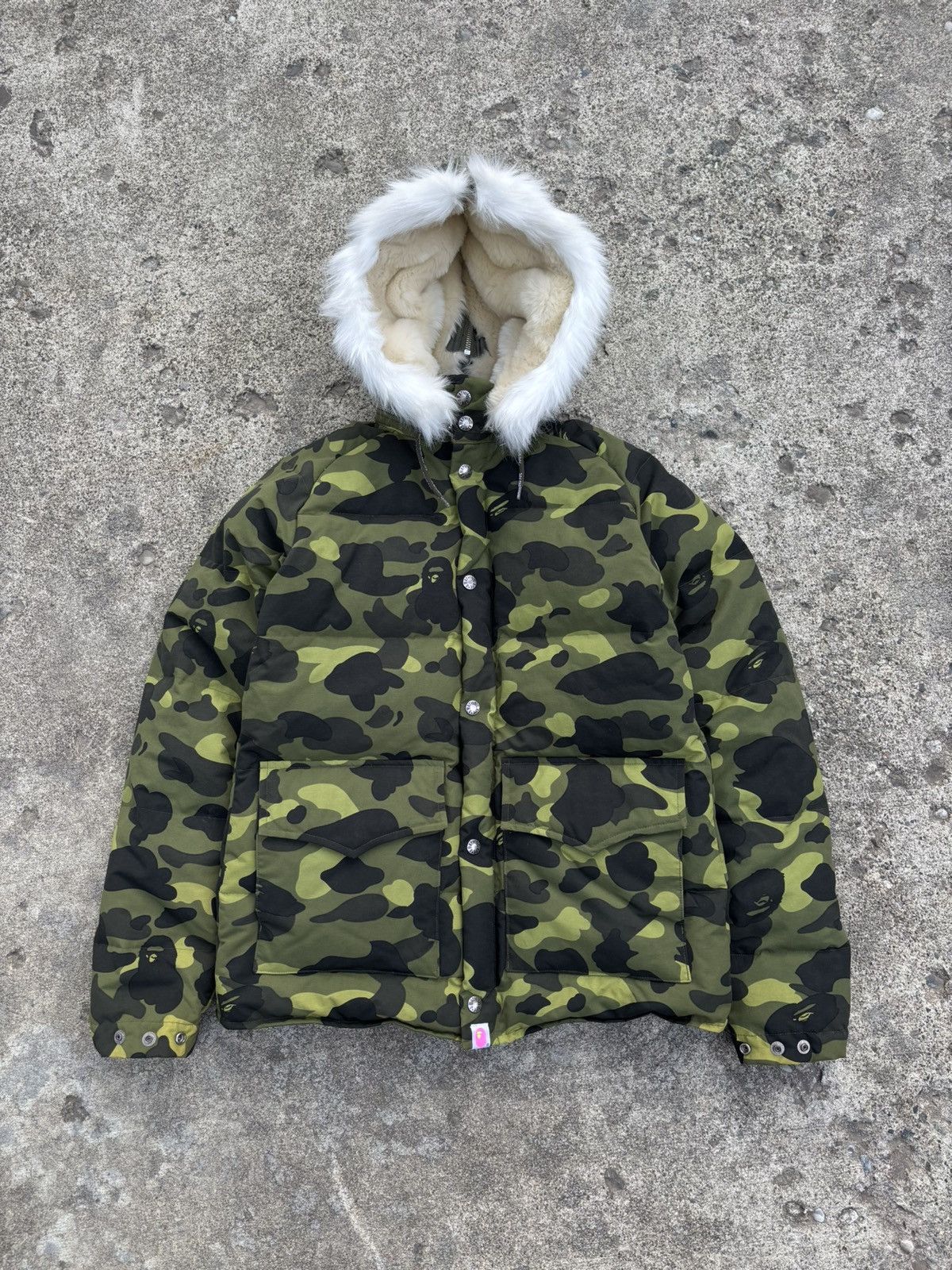 Bape Bape 1st camo down jacket with fawx fur hood Size US XS / EU 42 / 0 - 1 Thumbnail