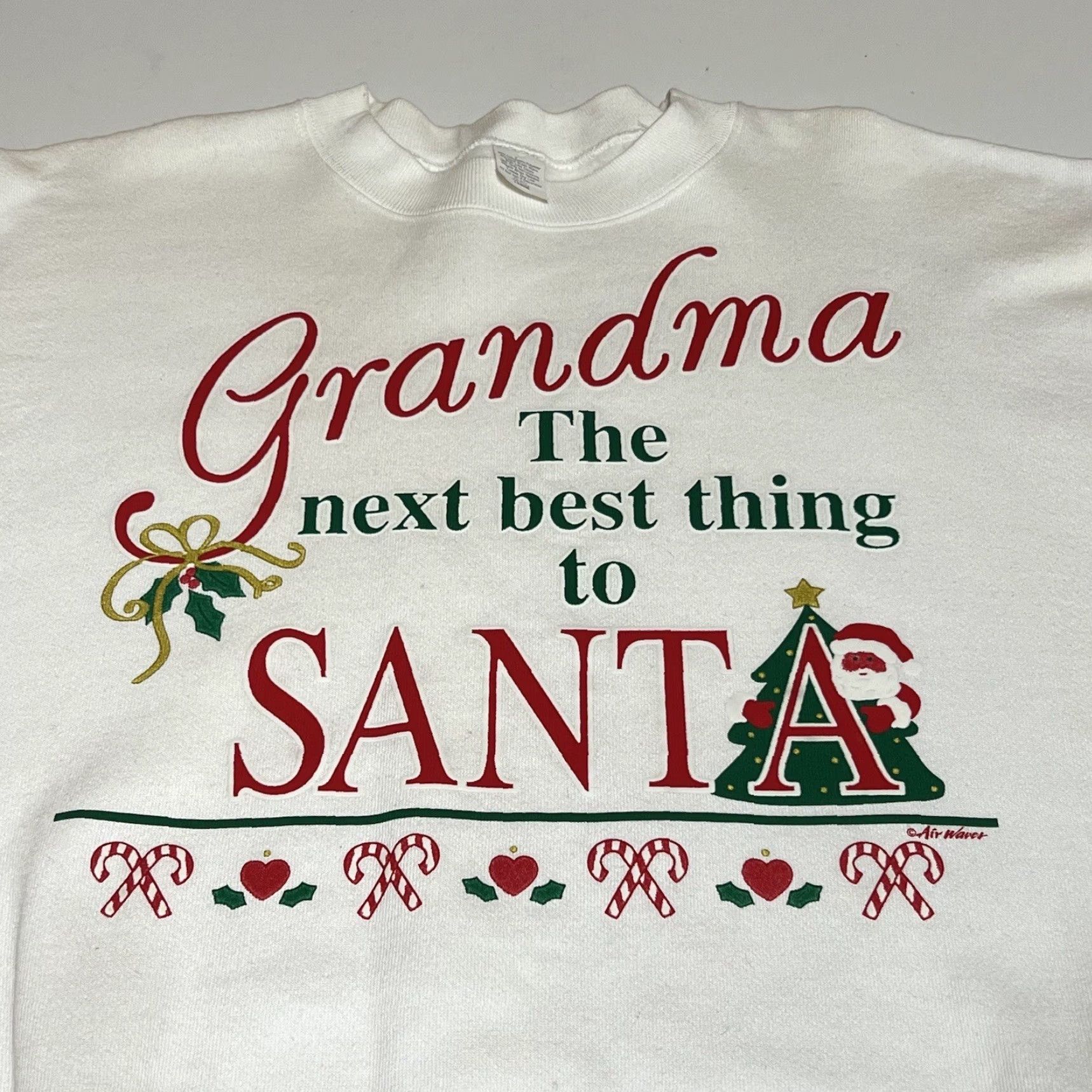 NEXT VINTAGE Grandma The Next Best Thing To Santa Sweatshirt Adult L White USA Size US L / EU 52-54 / 3 - 2 Thumbnail