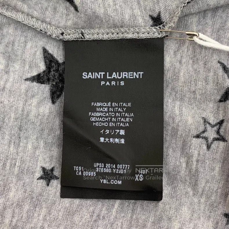 Saint Laurent Paris Saint Laurent Paris Gray Five-Pointed Star Printed Cotton Size US XS / EU 42 / 0 - 6 Thumbnail
