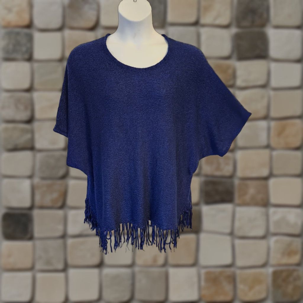 Vintage Relativity Womens Blue Knit Batwing Fringe Crewneck Pullover Sweater 3X Plus Size Casual Knit Pullover Womens Sweater Fringe Blue 3X Size XXL / US 16-18 / IT 52-54 - 1 Thumbnail