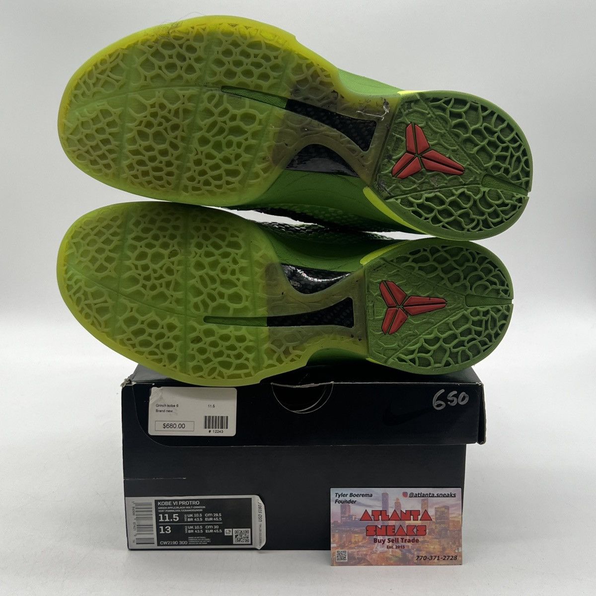 Nike Zoom Kobe 6 protro grinch Size US 11.5 / EU 44-45 - 8 Thumbnail