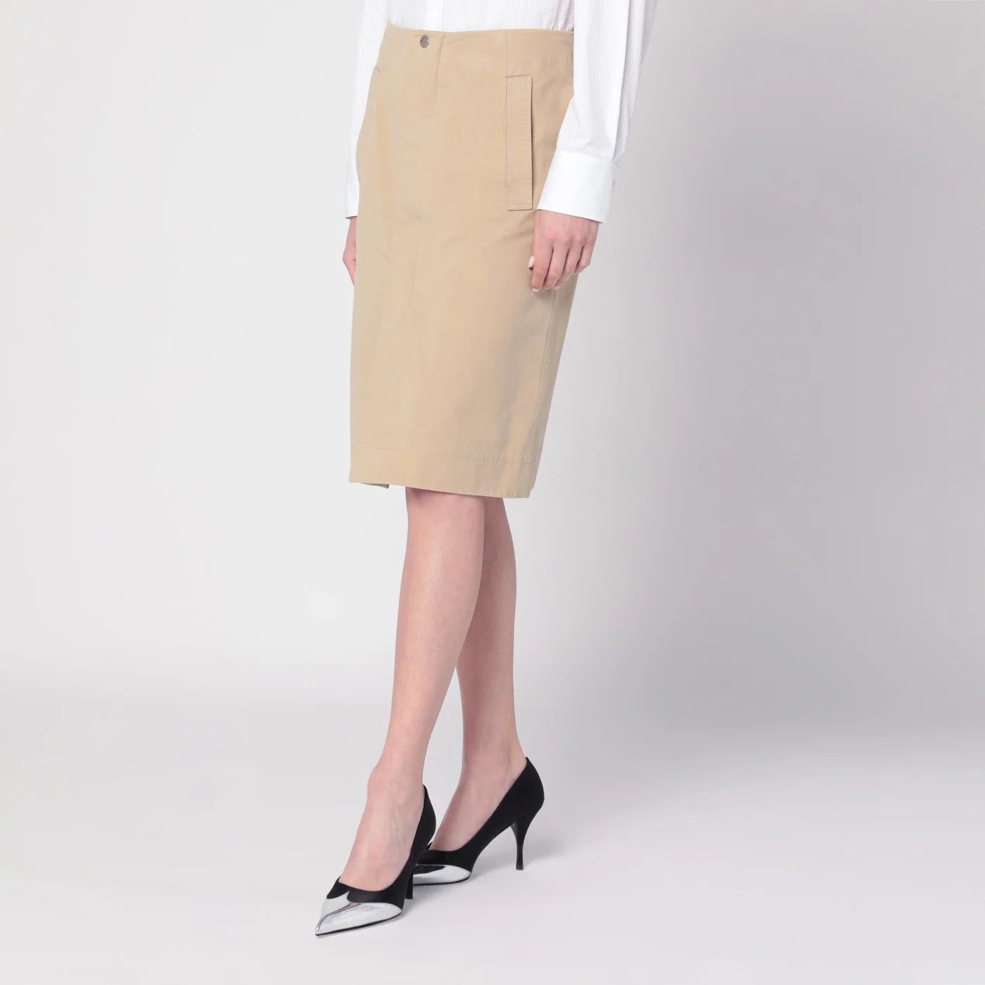 Burberry o1d2blof0426 Cotton Skirt in Beige Size 27" / US 4 / IT 40 - 3 Thumbnail