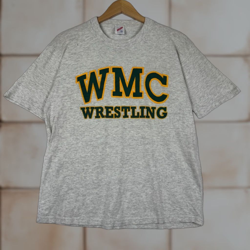 Jerzees VINTAGE Jerzees 80s 90s XL WMC Wrestling Single Stitch Shirt Spell Out Made USA T-Shirt Men Gray Cotton Short Sleeve Crew Neck Graphic Print 1990s Size US XL / EU 56 / 4 - 1 Thumbnail