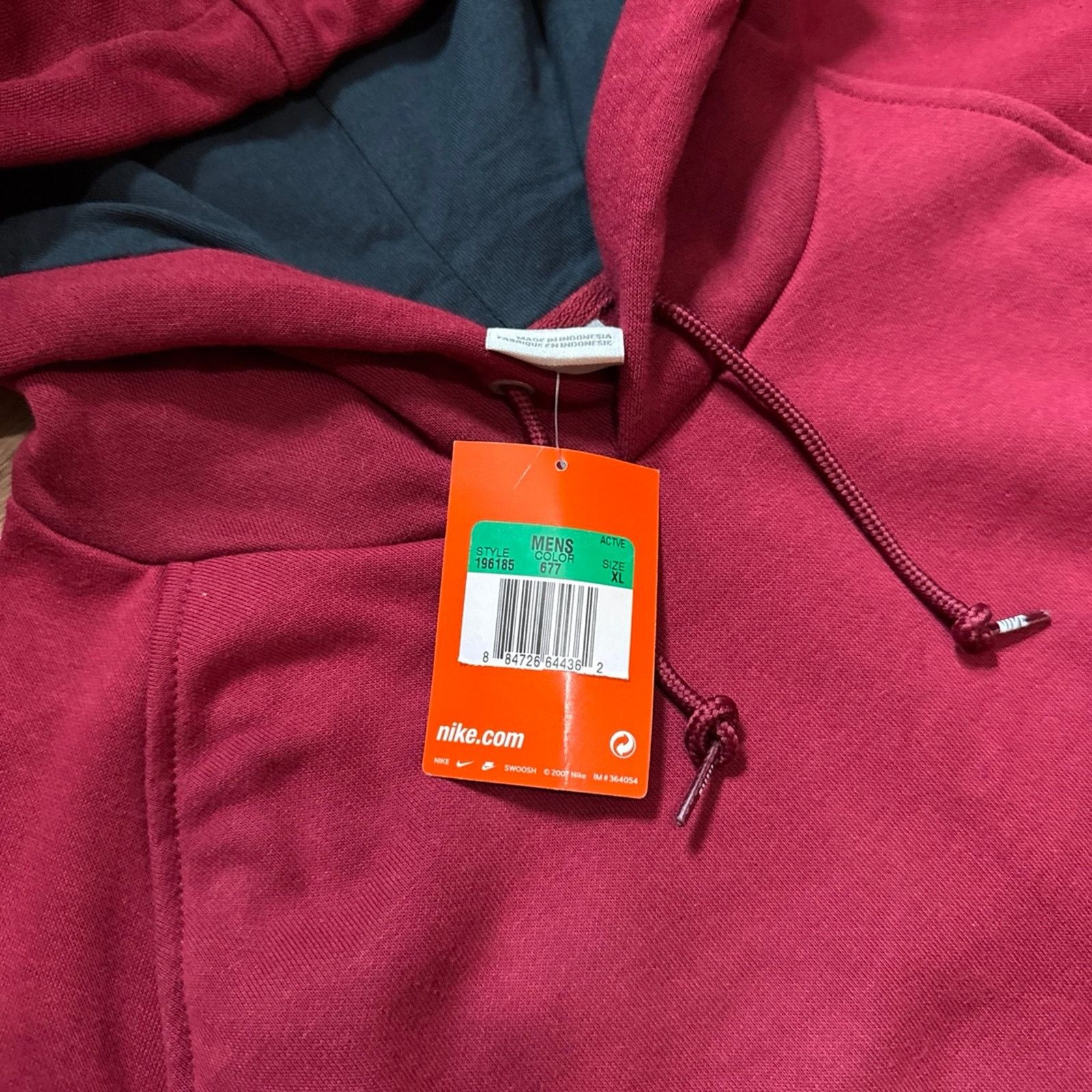Nike 2007 Nike Solo Swoosh Maroon Hoodie Sweatshirt Size US XL / EU 56 / 4 - 6 Thumbnail