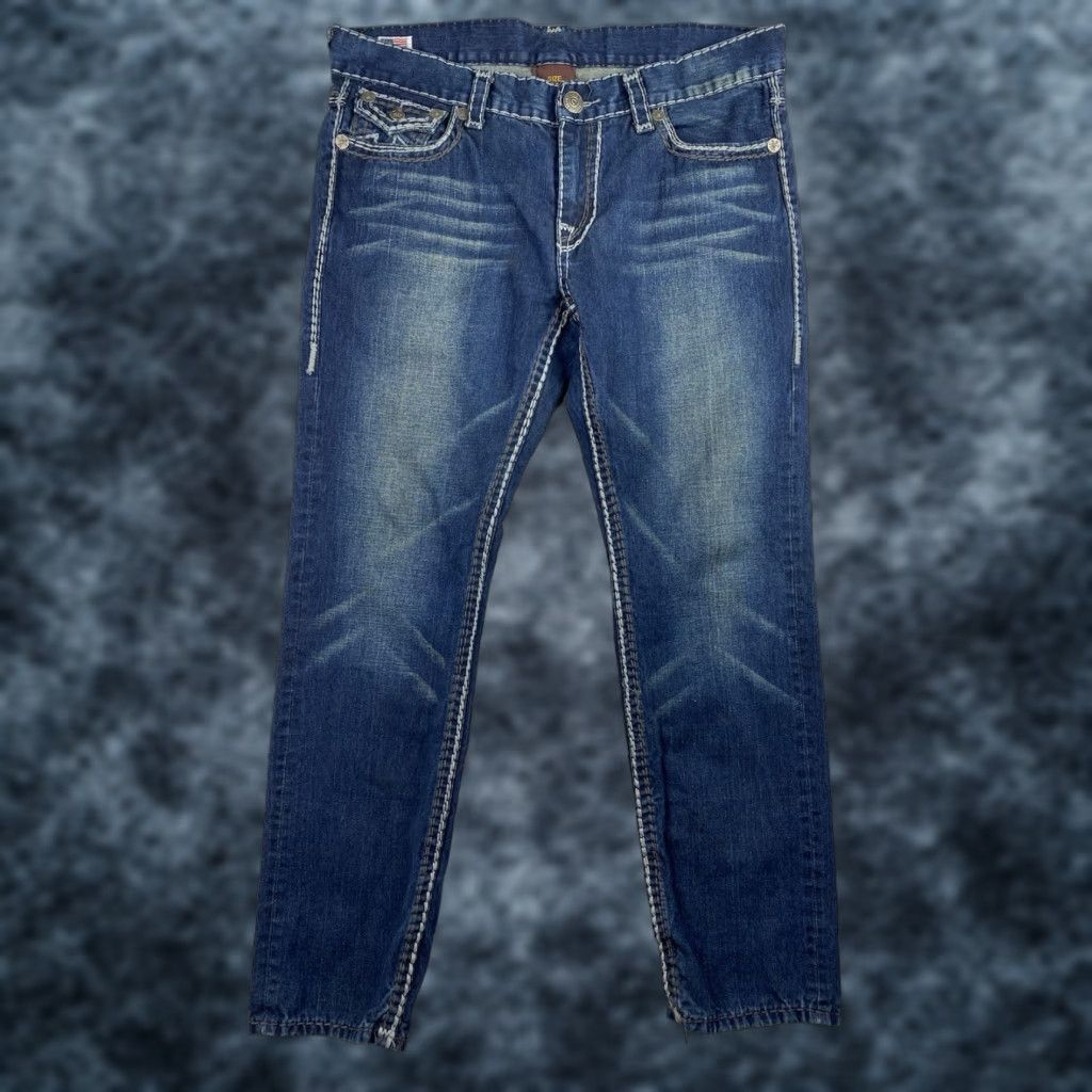 True Religion True Religion Billy Jeans 38 Dark Distressed Straight USA Denim Cotton Regular 5-Pocket Mens Jeans Billy USA Shirt? Size US 38 / EU 54 - 1 Thumbnail