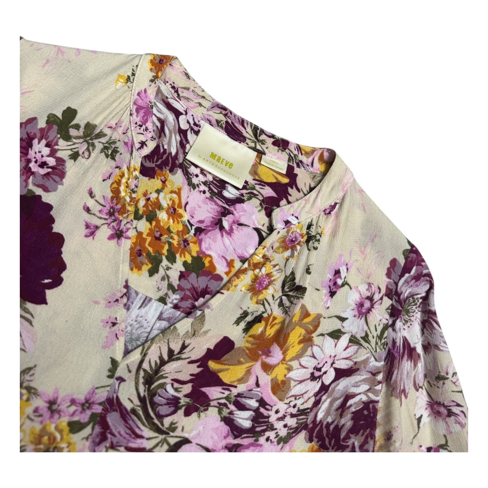 Anthropologie MAEVE ANTHROPOLOGIE Floral Summer Fall Casual Cute Dress XS Size XS / US 0-2 / IT 36-38 - 3 Thumbnail