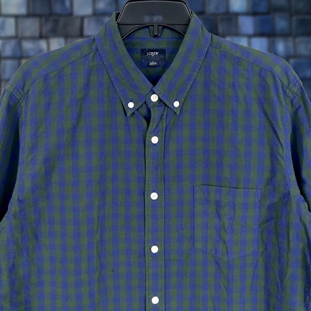J.Crew J.CREW Shirt Mens Large Blue Green Gingham Plaid Button-Down Collar Pocket Casual Preppy Size US L / EU 52-54 / 3 - 1 Thumbnail