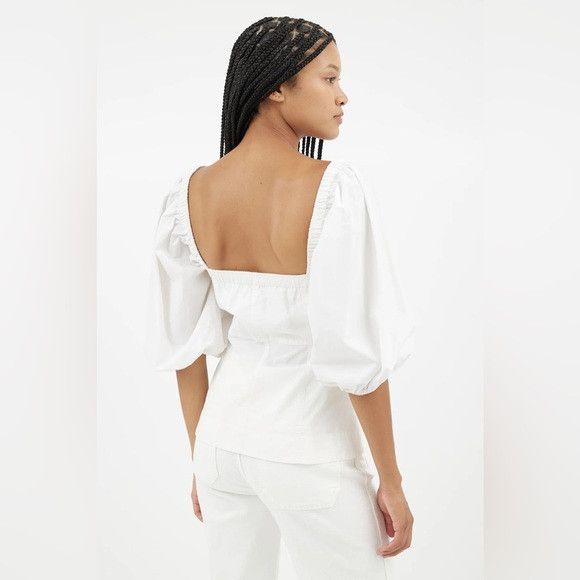 Ganni SSENSE GANNI White Puff Sleeve Poplin Blouse 8 euc summer Size M / US 6-8 / IT 42-44 - 2 Thumbnail