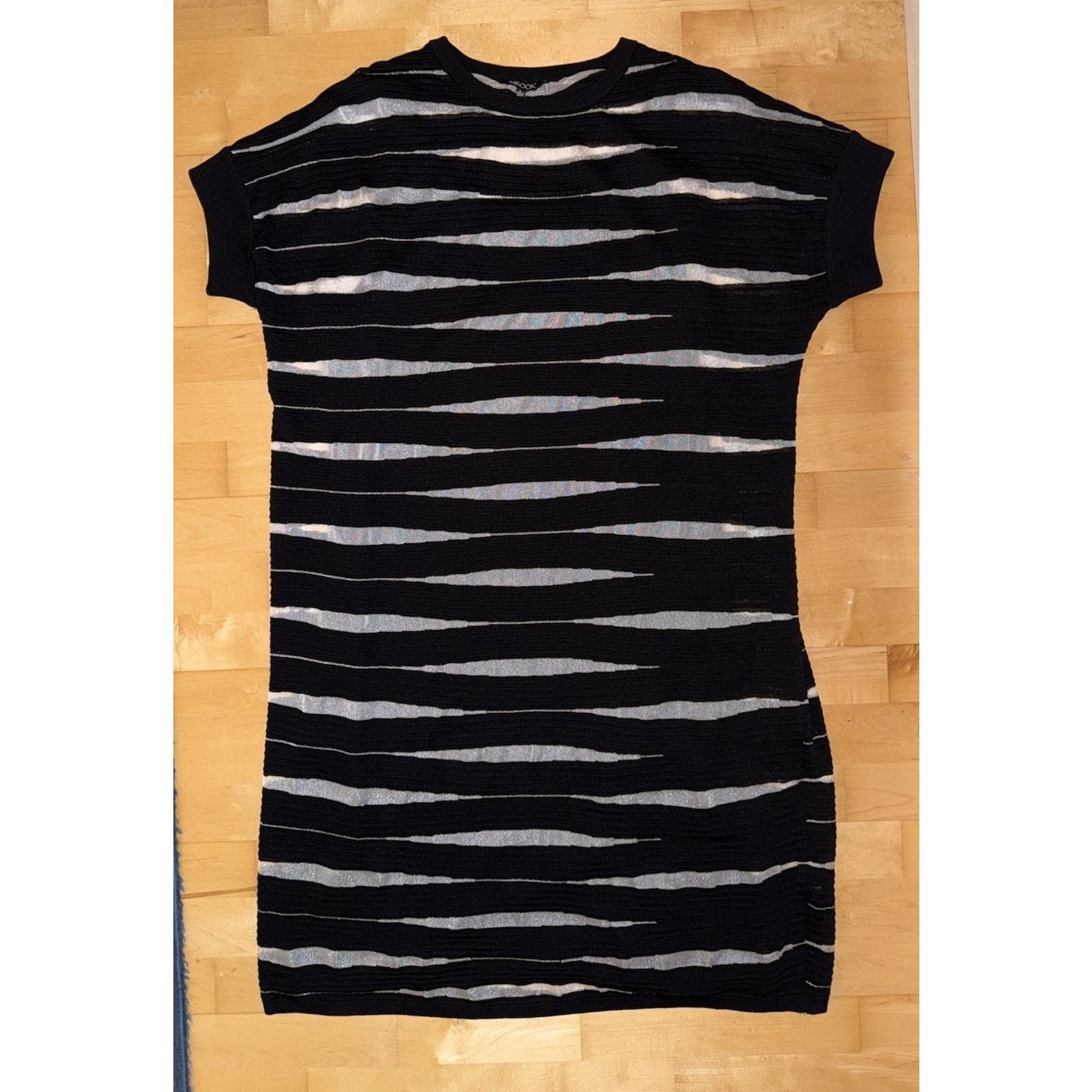 MISOOK Textured Print Acrylic Knit Shift Sweater Dress
