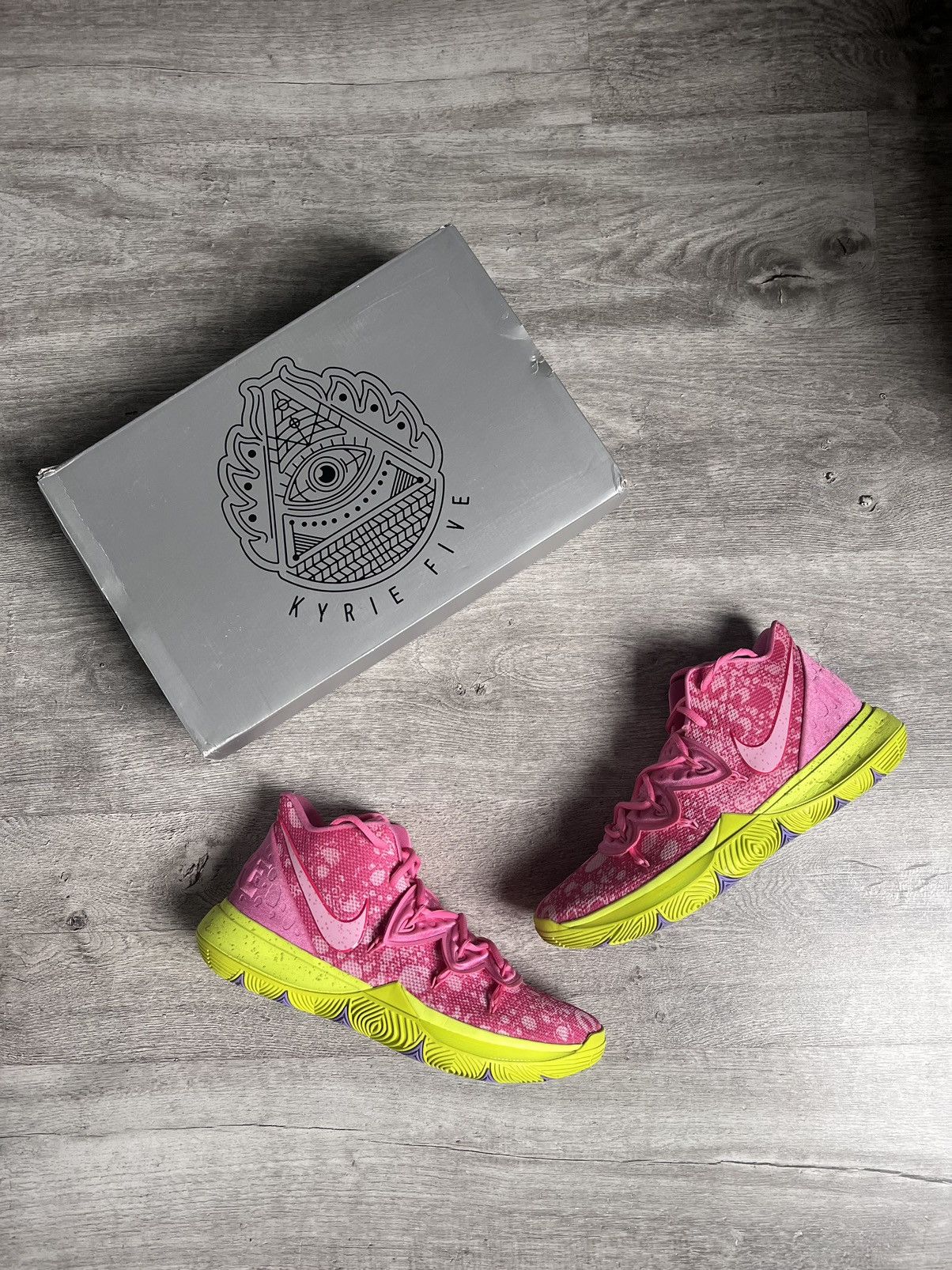 image of Nike Kyrie 5 Spongebob Patrick Shoes in Pink, Men's (Size 10.5)