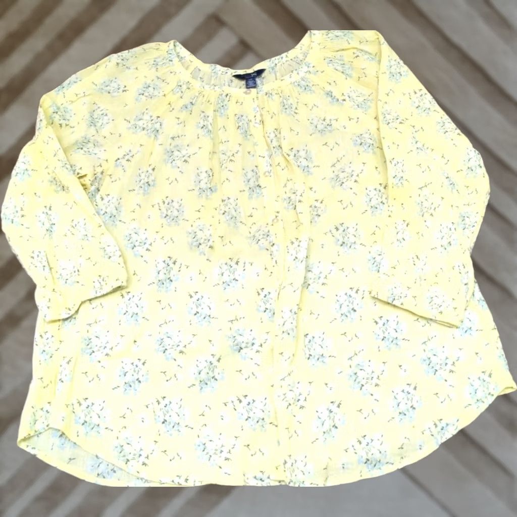 Chaps Chaps Shirt Womens Large Multicolor Floral Long Sleeve Button-Down Yellow Size L / US 10 / IT 46 - 1 Thumbnail