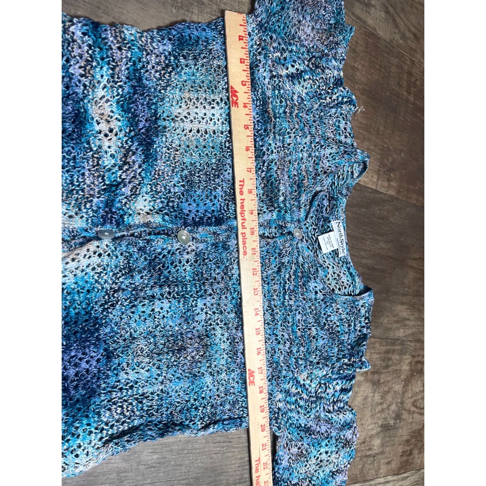 Vintage NorthStyle Shirt Womens Small S Button Up Blue Knit Cotton Short Sleeve Breathing Easy Care Classic Fit Size S / US 4 / IT 40 - 3 Thumbnail