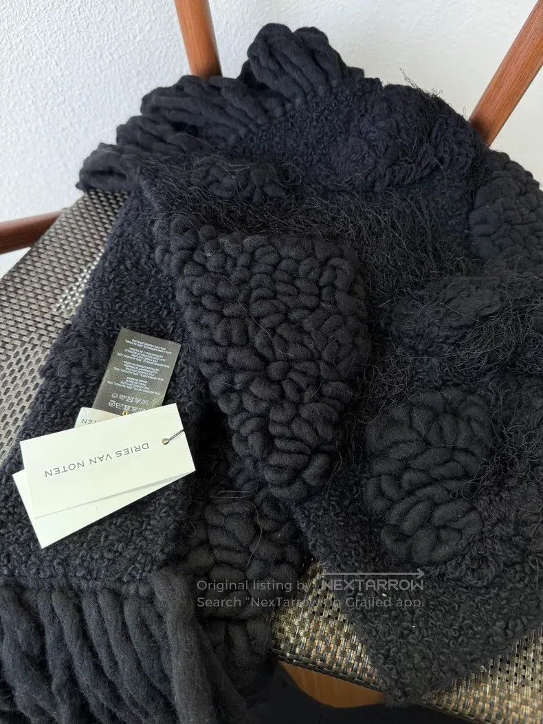 Dries Van Noten Dries Van Noten Floral Knitted Texture Scarf Size ONE SIZE - 6 Thumbnail