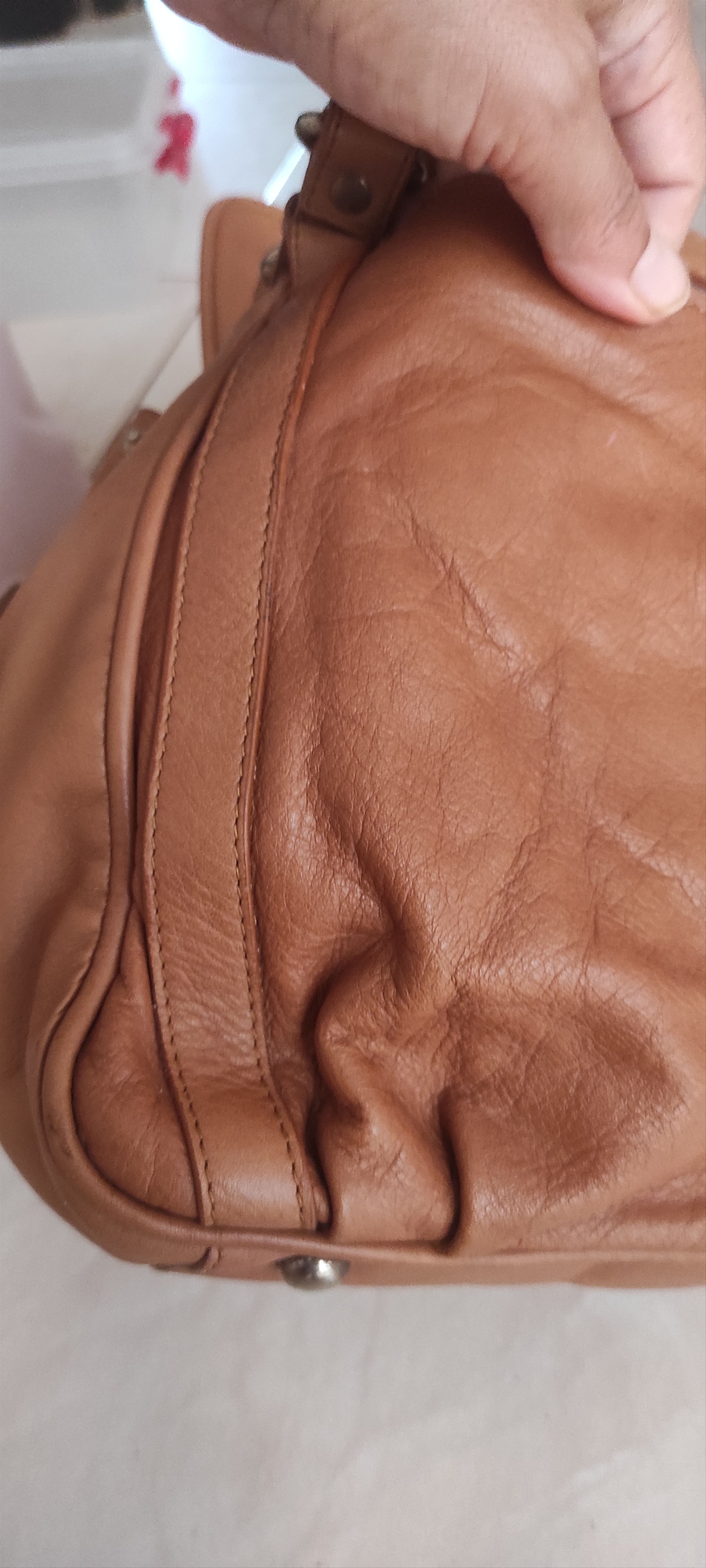 Massimo Dutti Massimo Dutti Satchel Bag Camel Leather Crossbody Bag Size ONE SIZE - 9 Thumbnail