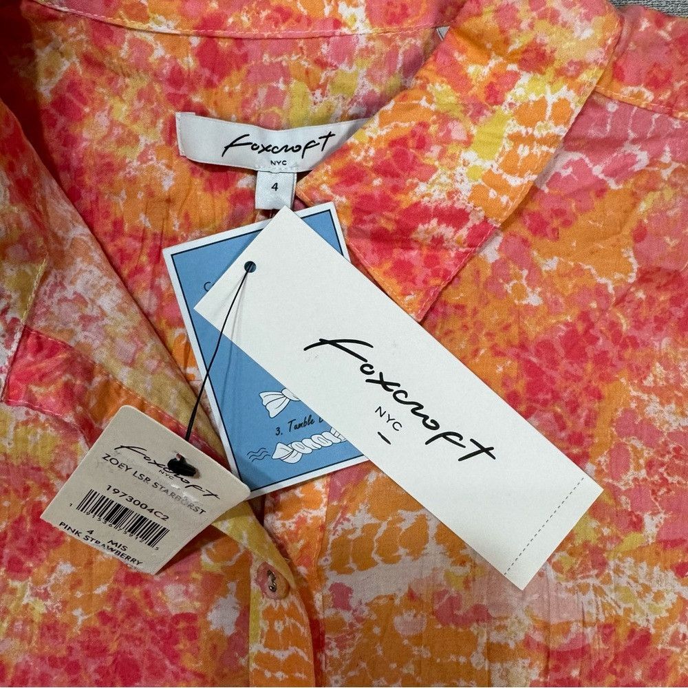 Other NWT New Foxcroft Zoey Long Roll Tab Starburst Crinkled Cott Size S / US 4 / IT 40 - 8 Thumbnail