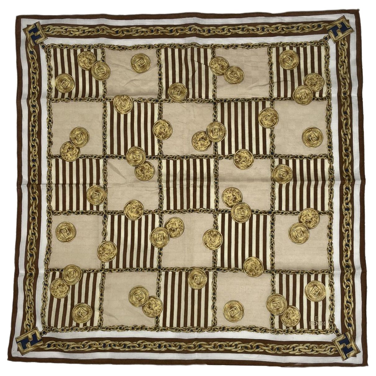 Fendi Brown Silk Scarf Size ONE SIZE - 1 Thumbnail