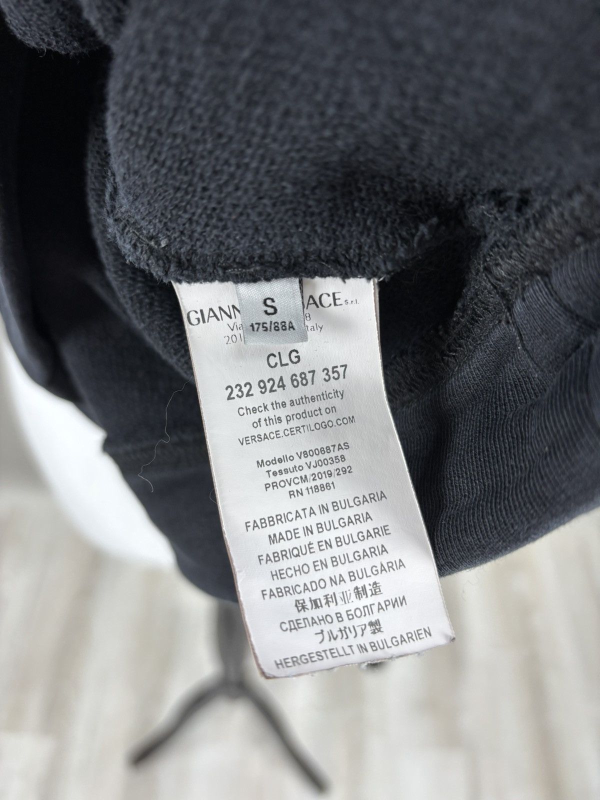 Designer × Versace Mens sweatshirt Versace Collection Size S Color Black Size US S / EU 44-46 / 1 - 11 Thumbnail