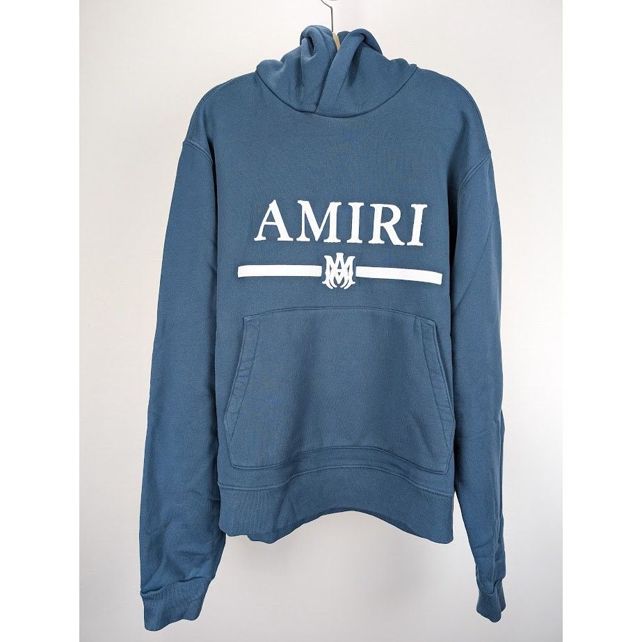 Amiri o1rshd1 Q:2 / MA Bar Embroidery Hoodie in Pond Blue Size US XL / EU 56 / 4 - 3 Thumbnail