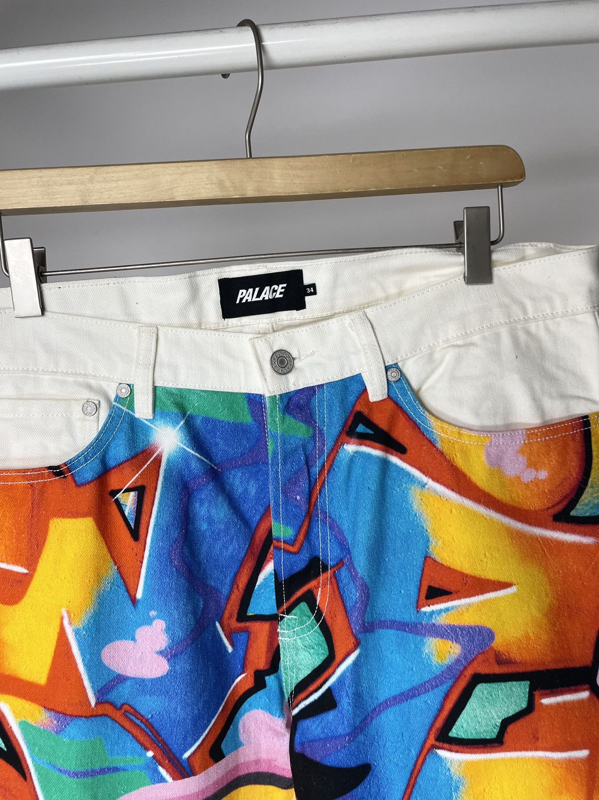 Palace Palace x Zomby DJ Graphic Printed Jeans Supreme White Pants Size US 34 / EU 50 - 7 Thumbnail