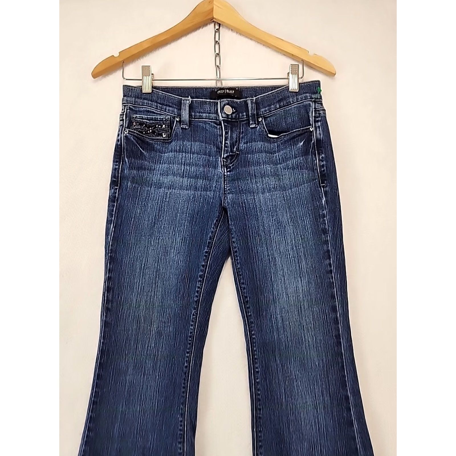 White House Black Market VINTAGE White House Black Market Jeans Womens 25 Noir Flare Leg Stretch Blue Denim Regular 5-Pocket Pattern Solid Medium Wash Size 42" / US 20 - 2 Thumbnail