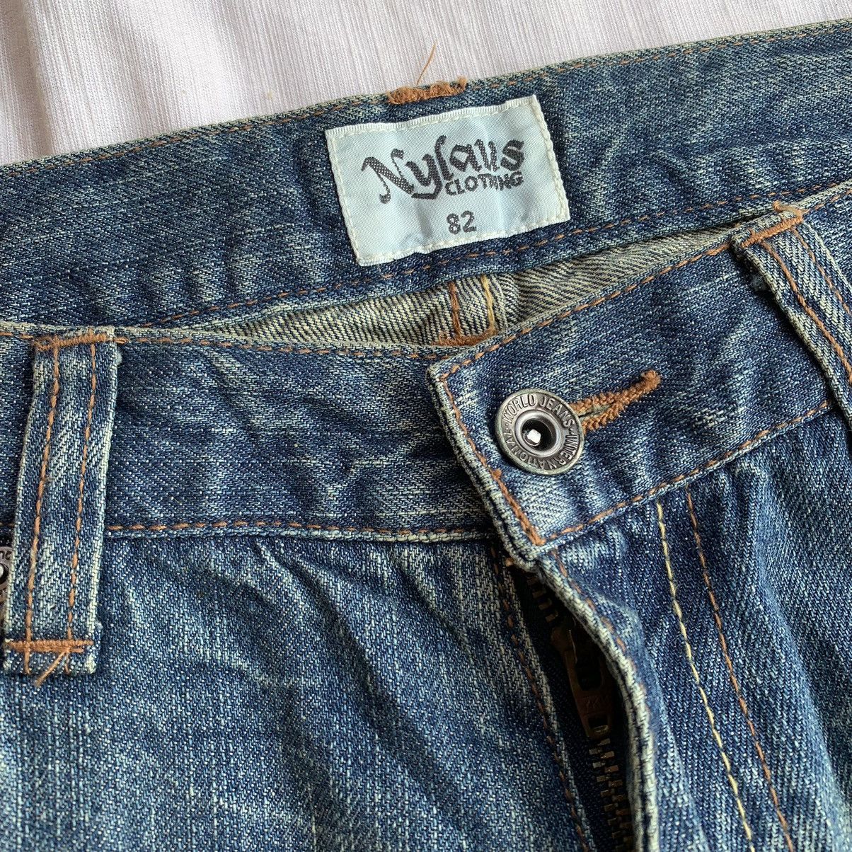 If Six Was Nine × Japanese Brand × Le Grande Bleu (L.G.B.) Nylaus distressed mud wash glitter print flared denim pants Size US 31 - 8 Thumbnail