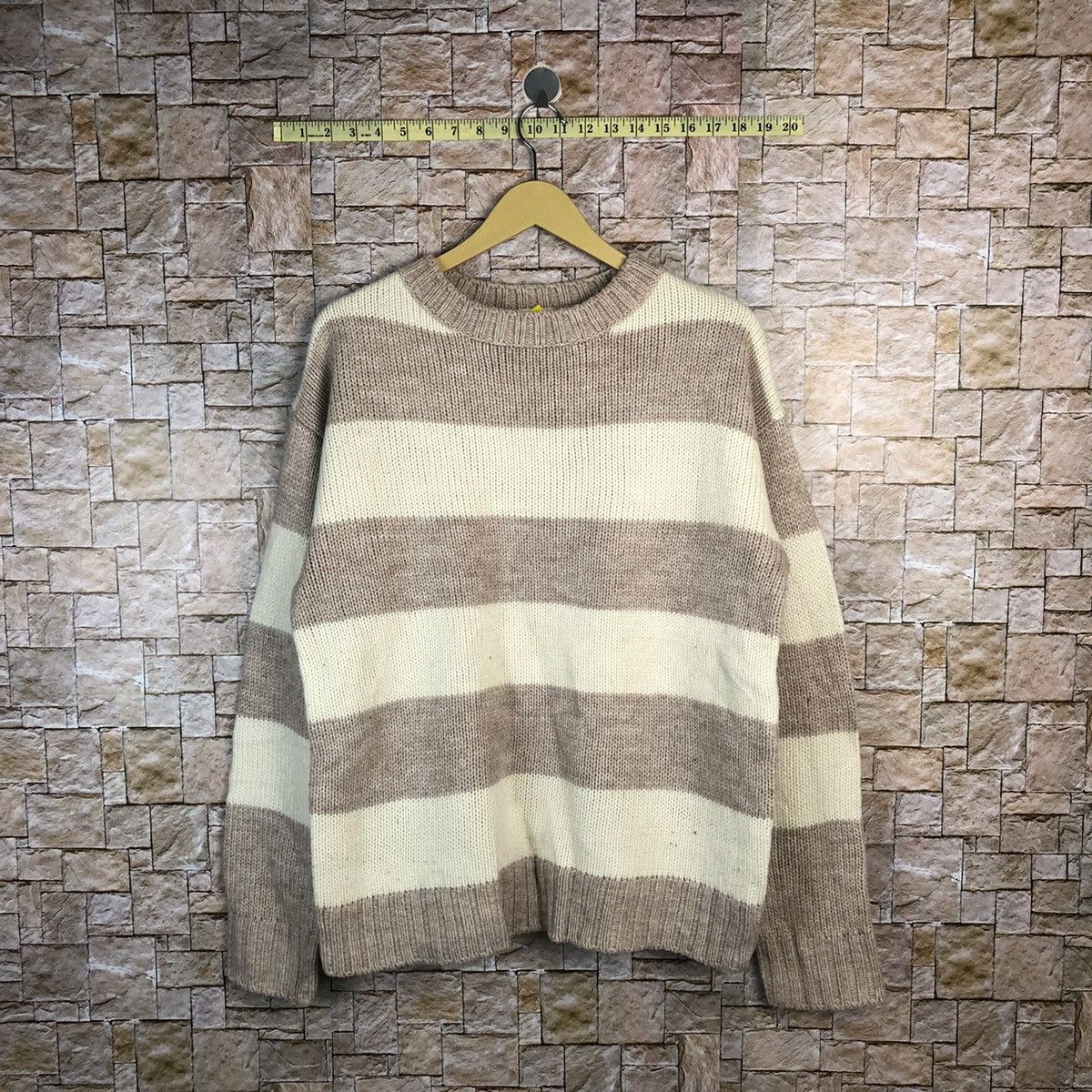 GU × OVER THE STRiPES GU Stripe Brown White Knitwear #A482 Size L / US 10 / IT 46 - 1 Thumbnail