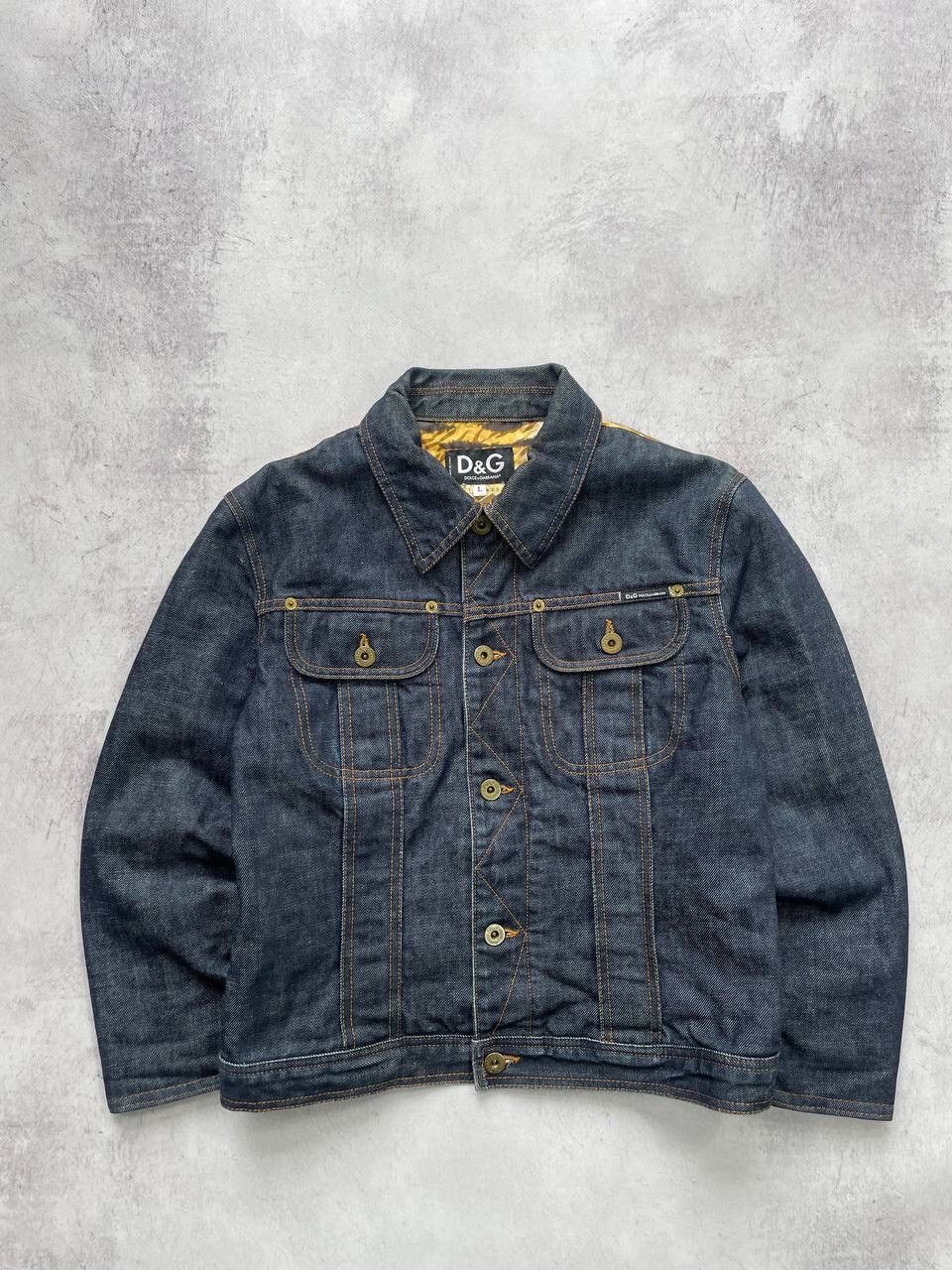 Dolce & Gabbana × Japanese Brand × Vintage Vintage Crazy Dolce & Gabbana Denim Tiger Jacket Y2K Size S / US 4 / IT 40 - 1 Thumbnail