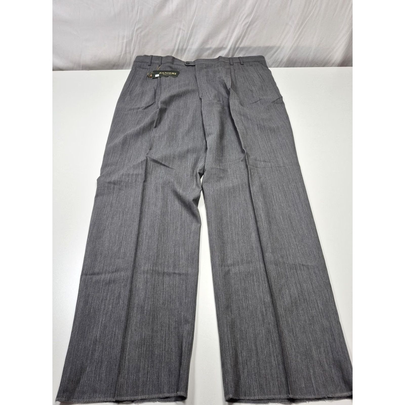 Vintage VTG Zanieri Dress Pants Mens 40x36 Gray Wool Pleated Straight Super 100s Italy Size US 30 / EU 46 - 2 Thumbnail