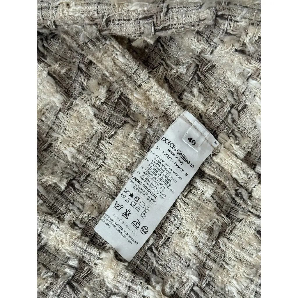 Dolce & Gabbana Dolce & Gabbana Vintage Beige Tweed Blazer Lace Collar IT40 Size S / US 4 / IT 40 - 6 Thumbnail