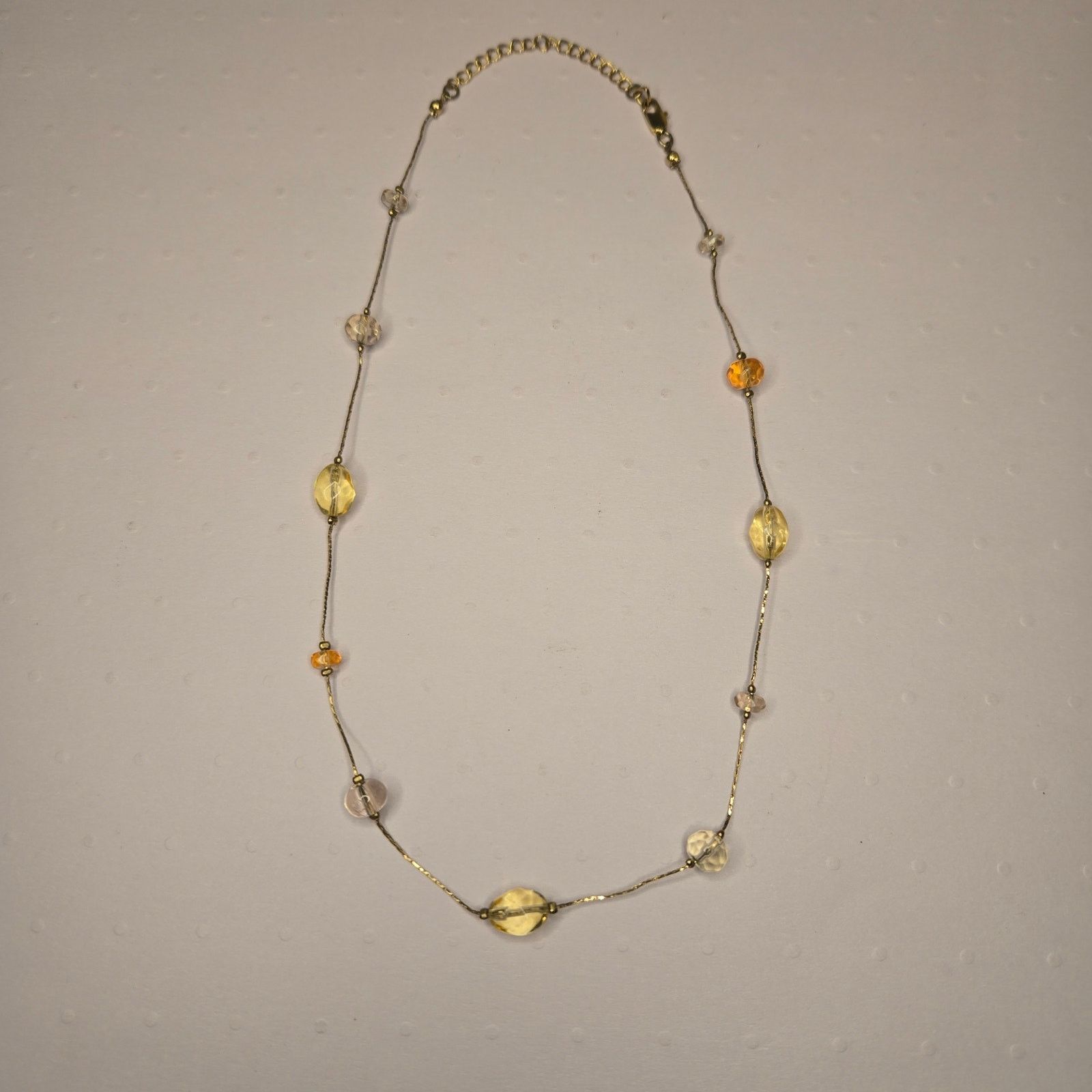 Vintage Vintage Amber Yellow Station Necklace Long Chain Boho Style Size ONE SIZE - 1 Thumbnail