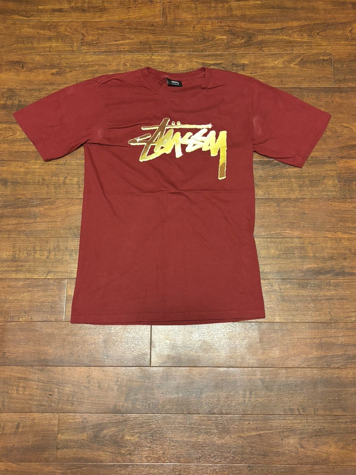Stussy Stussy Maroon with Gold Lettering Tee Size US S / EU 44-46 / 1 - 1 Thumbnail